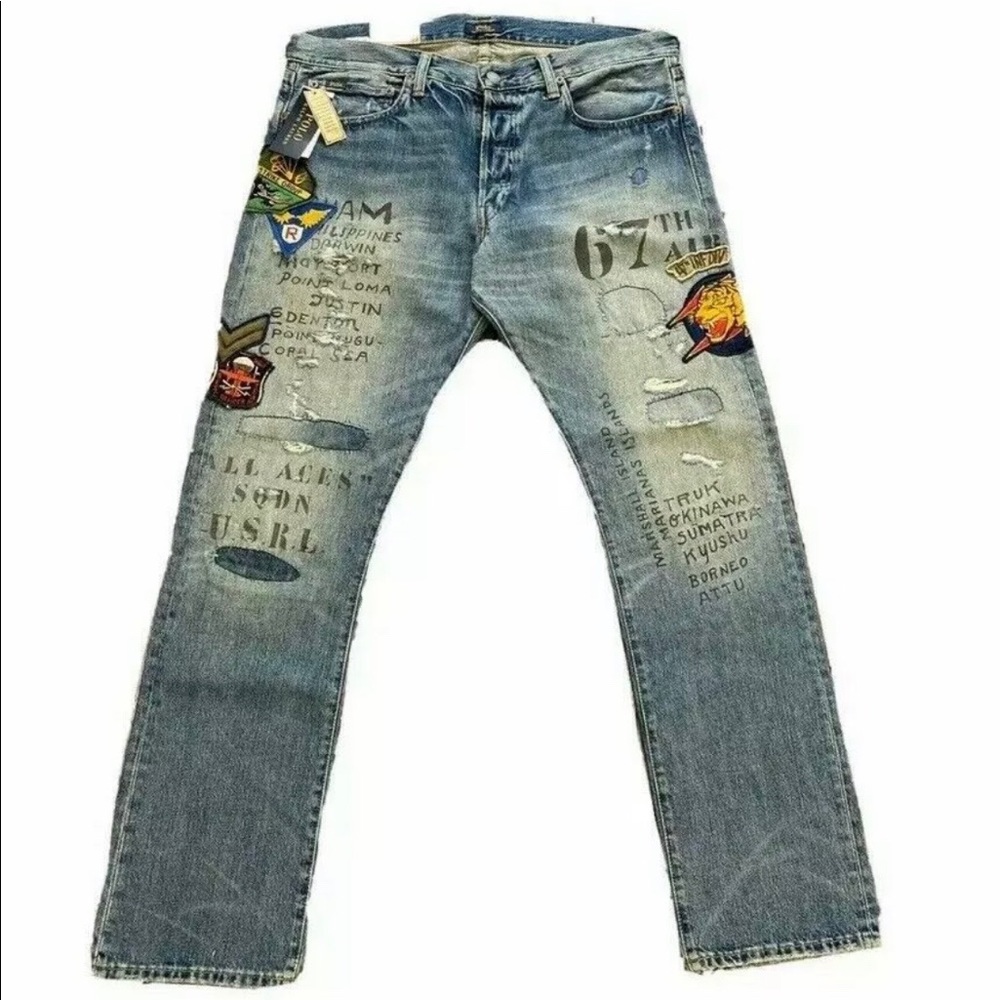 Polo Ralph Lauren Sullivan patched repaired jeans